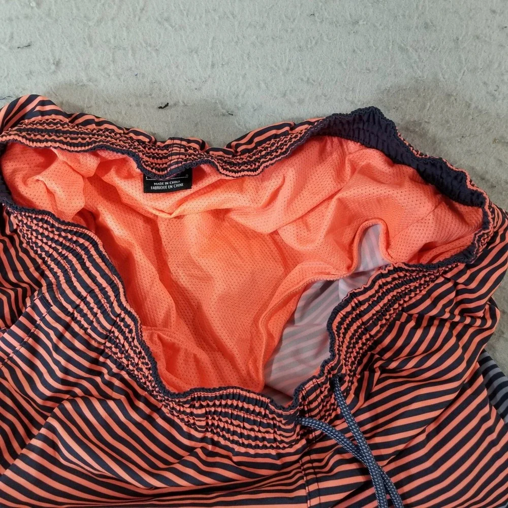 Nike board shorts swim shorts men's large blue orange striped pockets